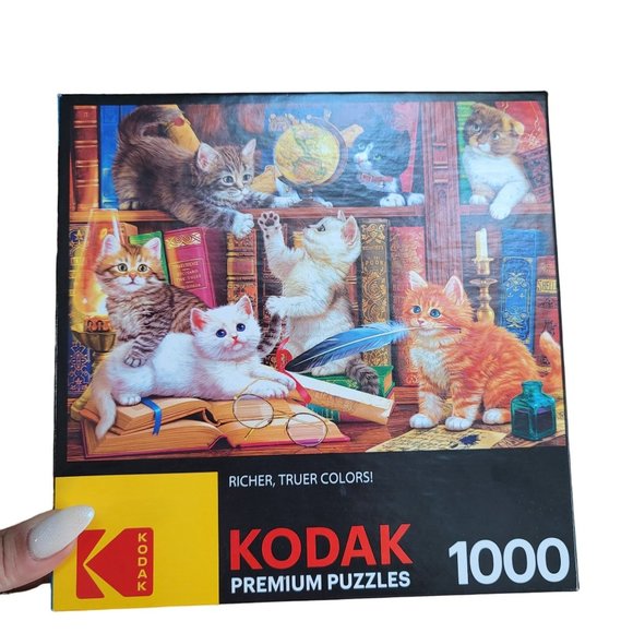 Cra-Z-Art Kodak 1000-Piece Library Mischief Adult Jigsaw Puzzle cat kittens cute - Picture 10 of 12